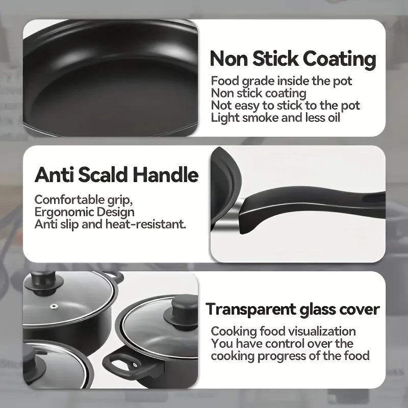 13-Piece Nonstick Cookware Set Black -