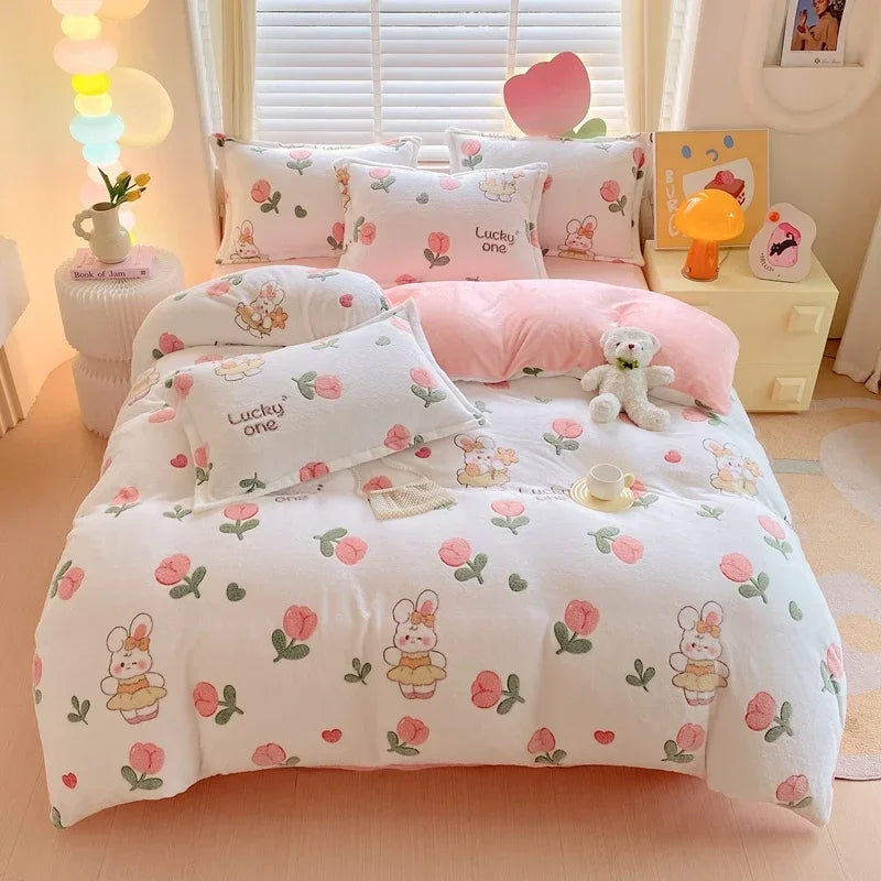 1pc Winter Duvet Cover Queen/King Size Cartoon Style
