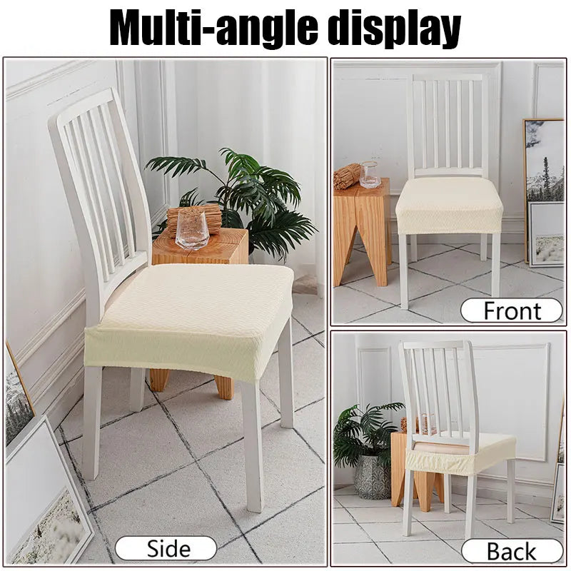 1/4/6pcs Elastic Solid Colors Chair Seat Covers