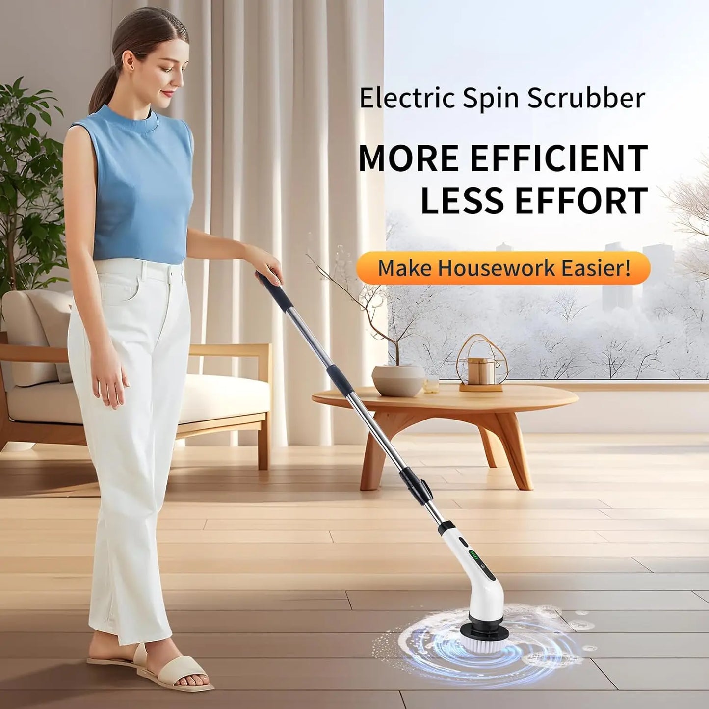 2025 Electric Rotating Floor Scrubber, Rechargeable Cleaning Brush