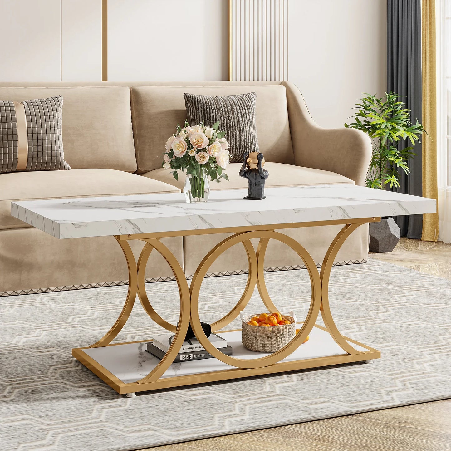 Tribesigns Rectangle Modern Coffee Table For Living Room