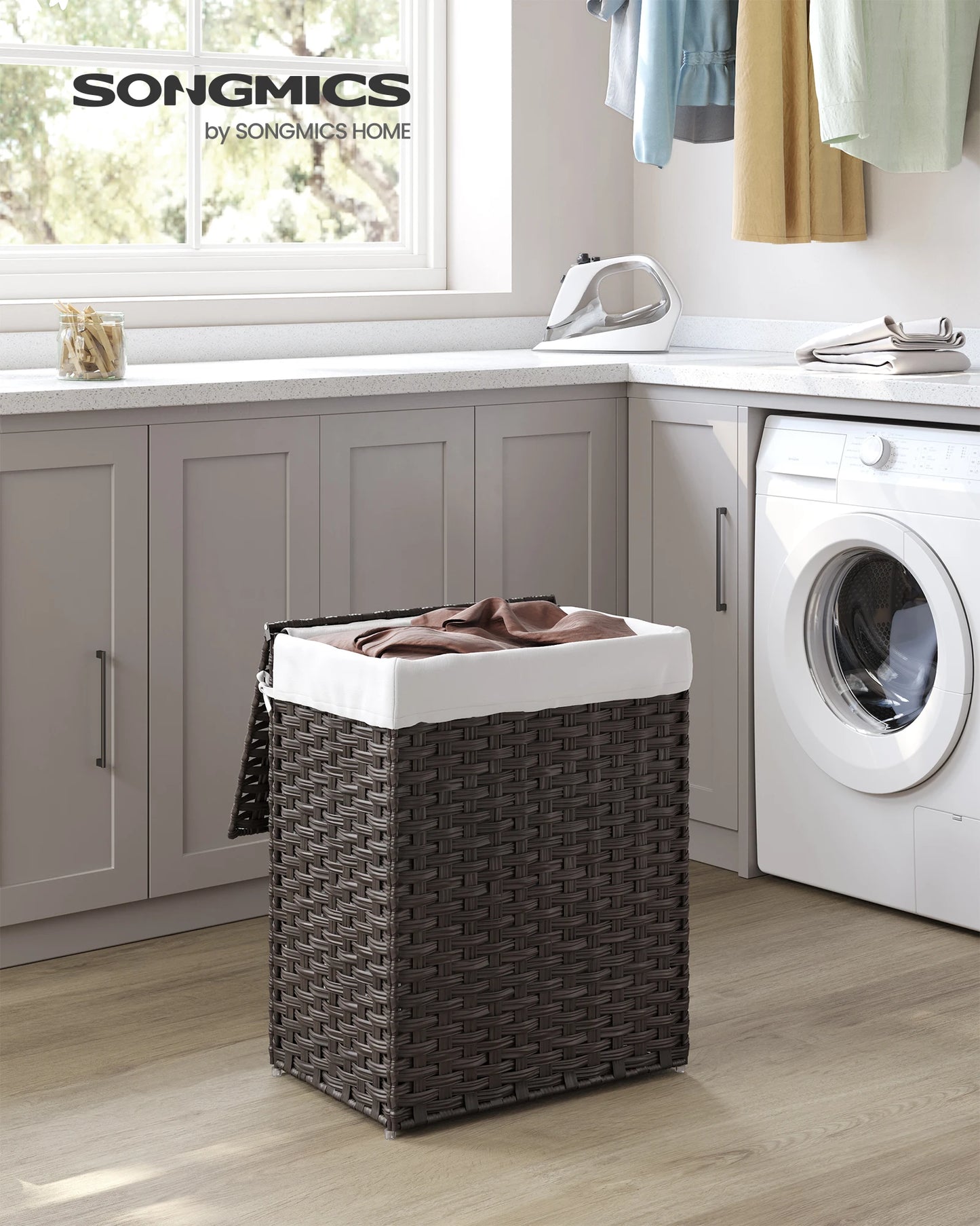 SONGMICS Laundry Hamper with Lid, 23.8 Gallon (90 L)