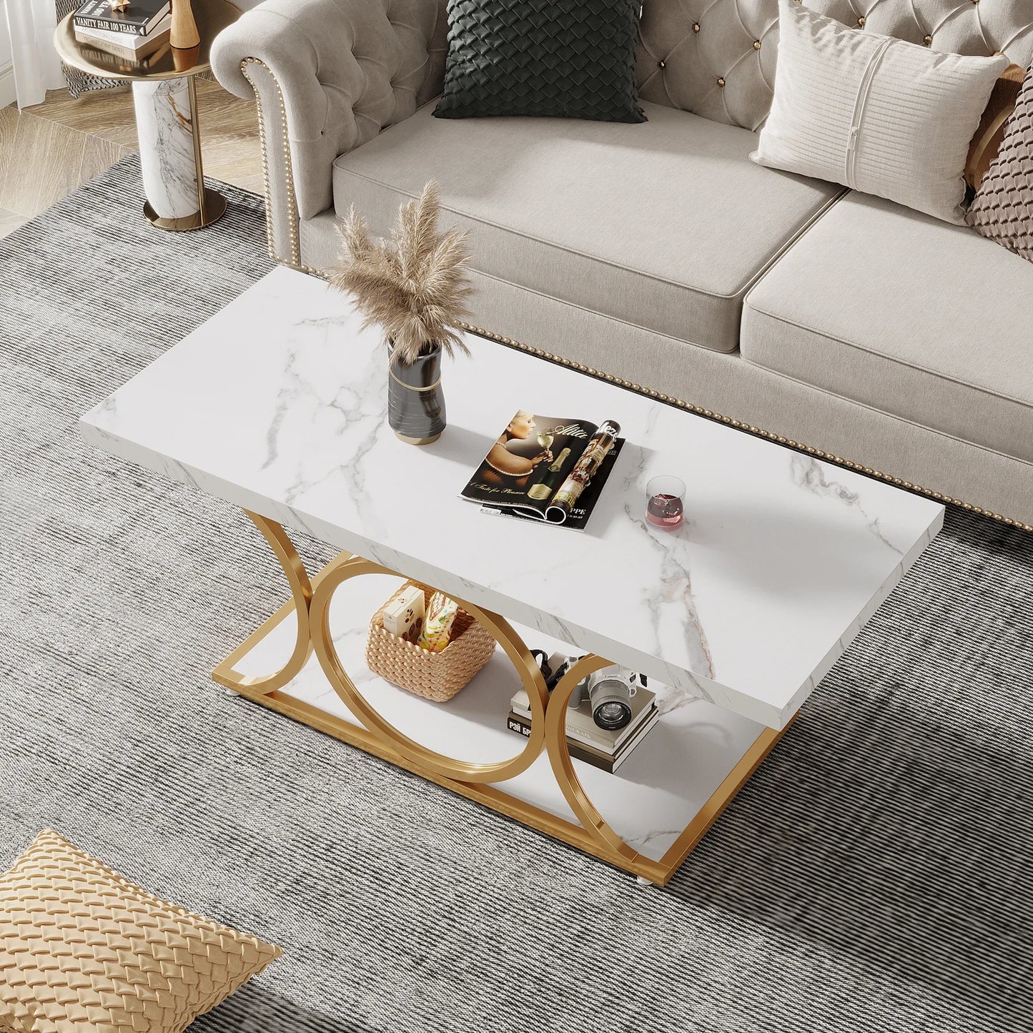 Tribesigns Rectangle Modern Coffee Table For Living Room