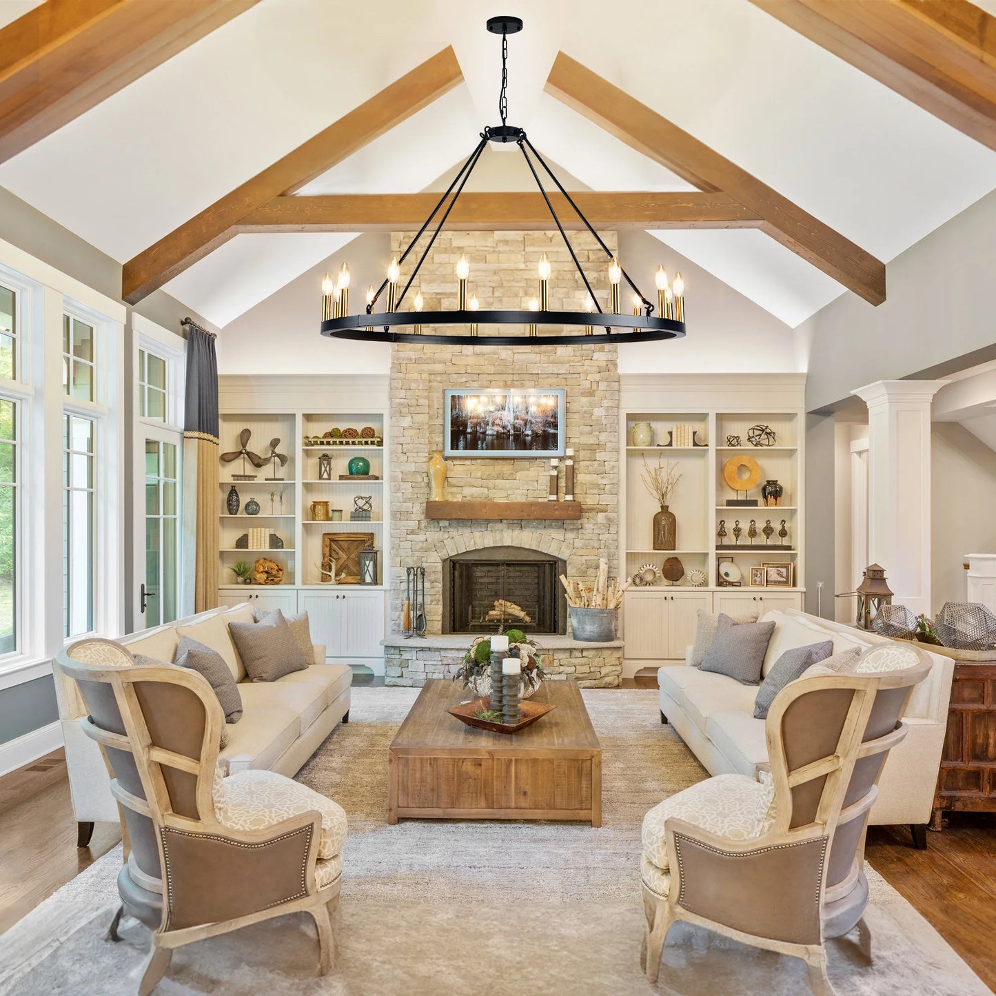 16-Light Wagon Wheel Chandelier Round Matte 43 inch