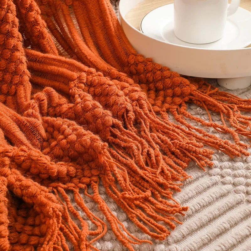 Luxury Solid Color Fringe Bean Blankets