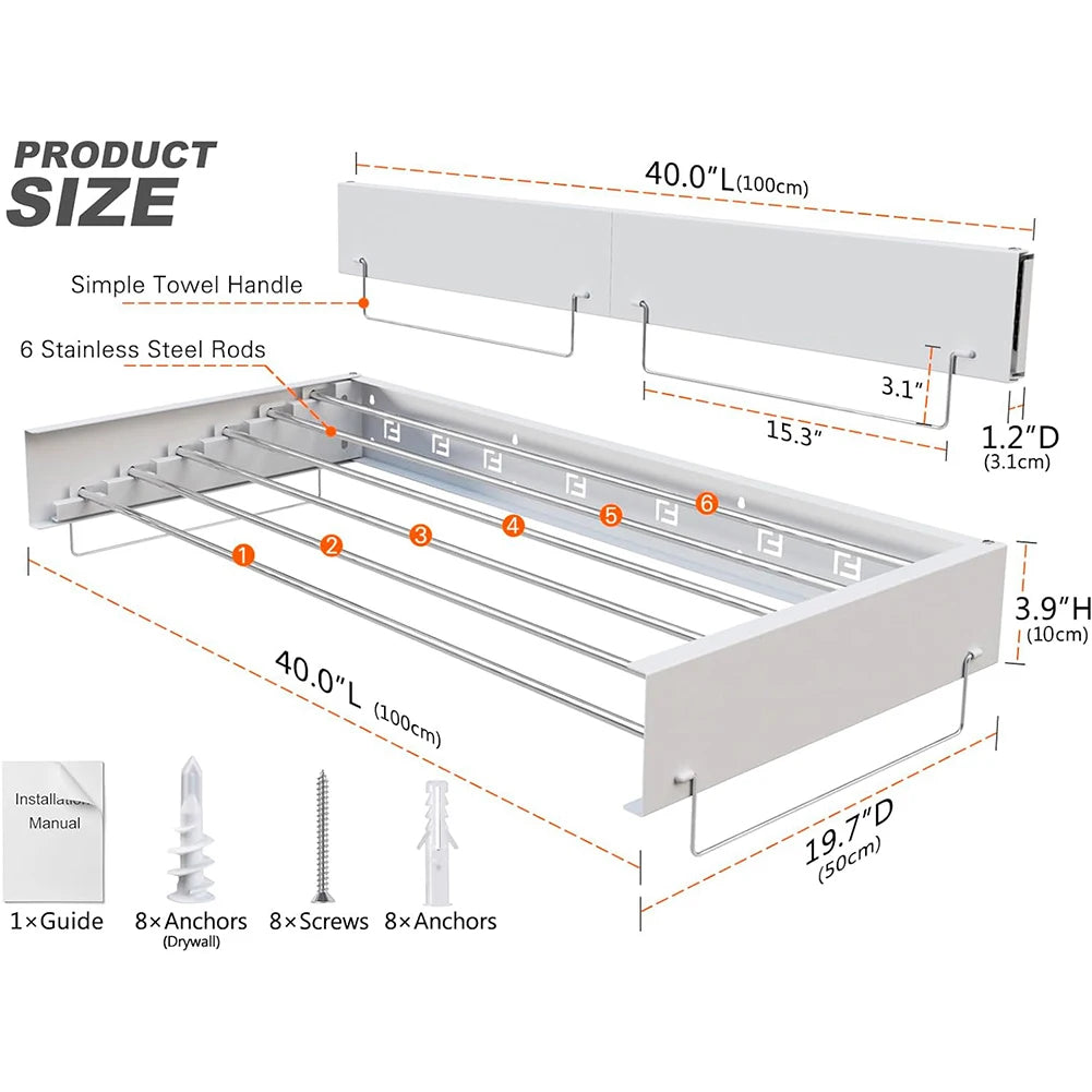 Wall Mounted Clothes Drying Rack Indoor
