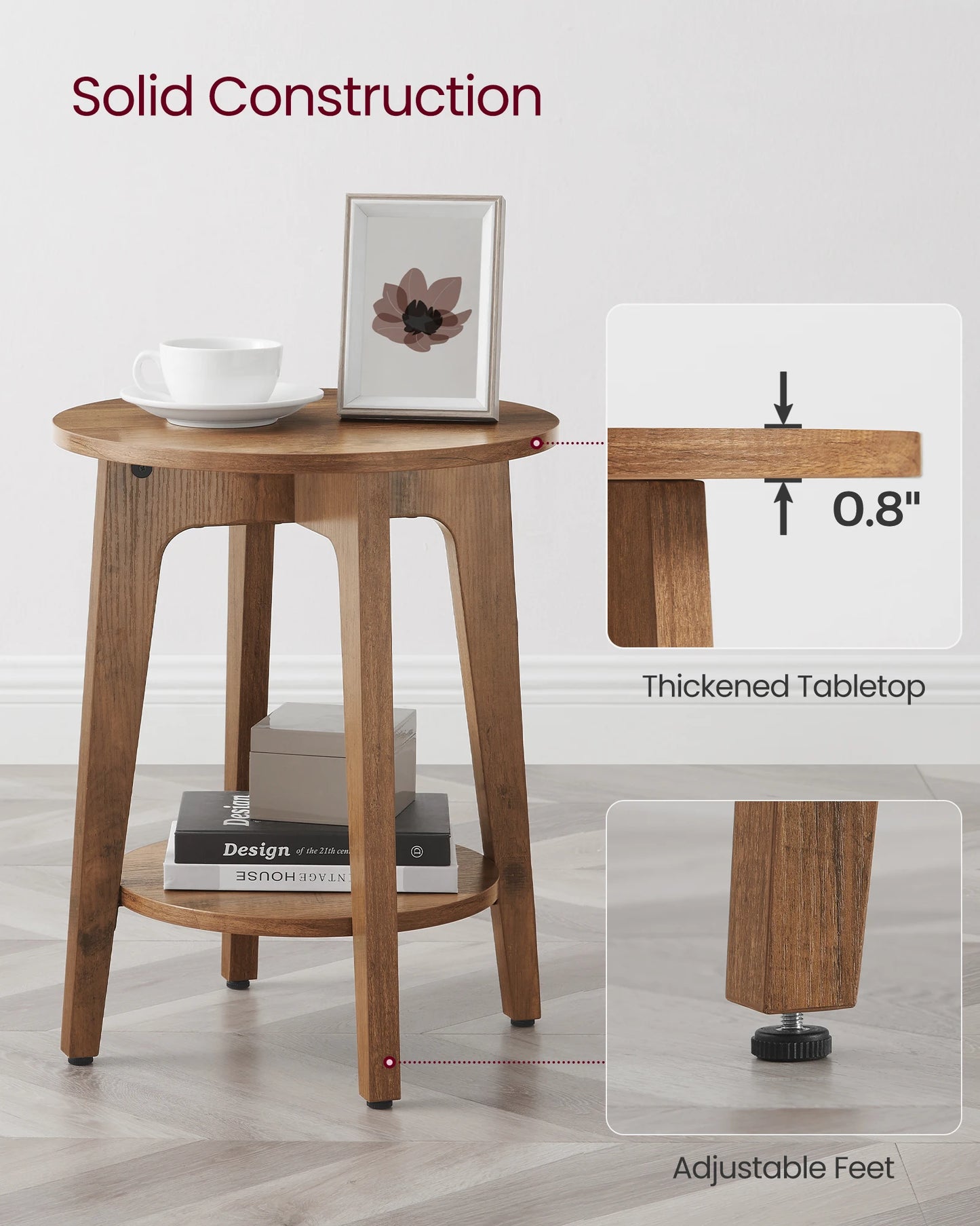 VASAGLE Side Table, Small Round End Table