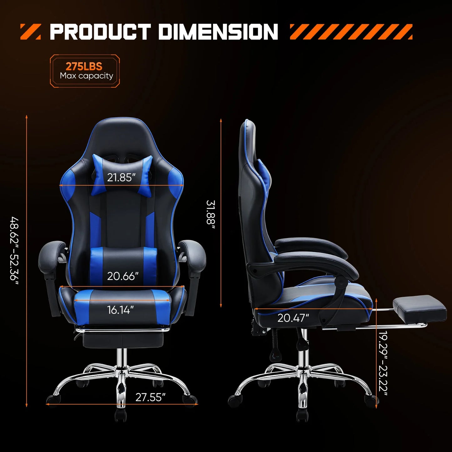 JHK Ergonomic Racing Gaming Chair Adjustable Swivel