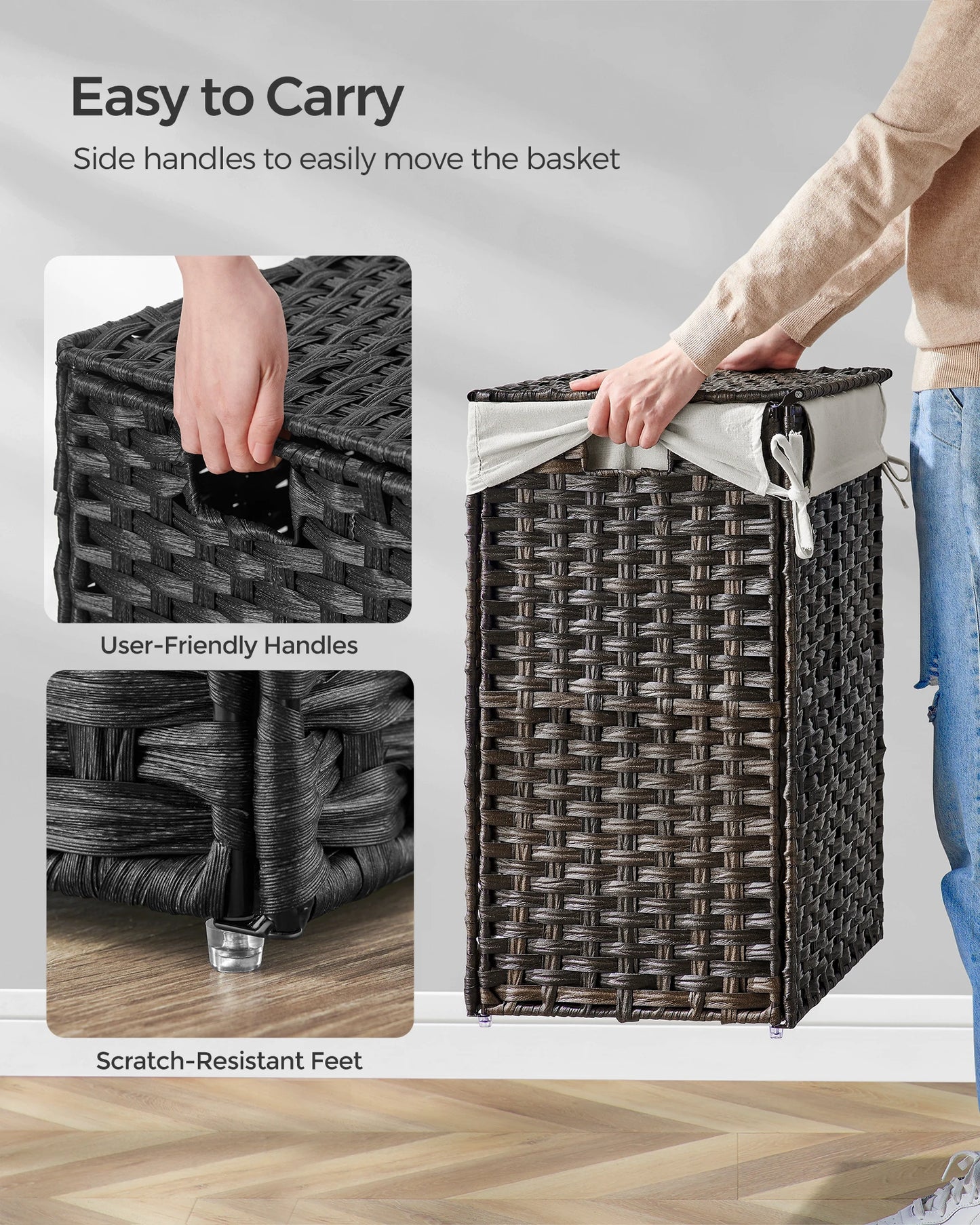 SONGMICS Laundry Hamper with Lid, 23.8 Gallon (90 L)