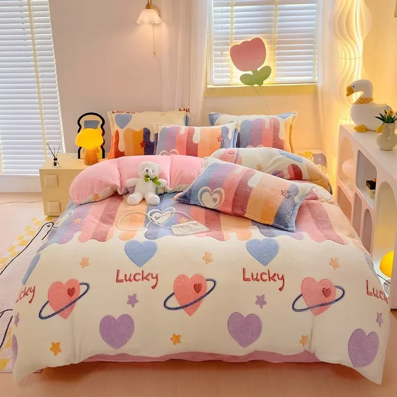 1pc Winter Duvet Cover Queen/King Size Cartoon Style