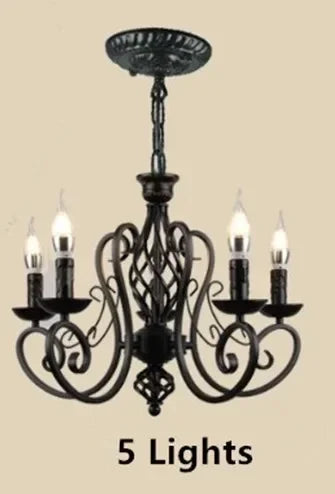 Industrial Chandelier Black Lamp Europe Wrought Iron