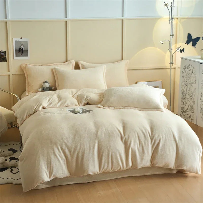 2024 new thickened autumn and winter solid color Quilt Bed Cover
