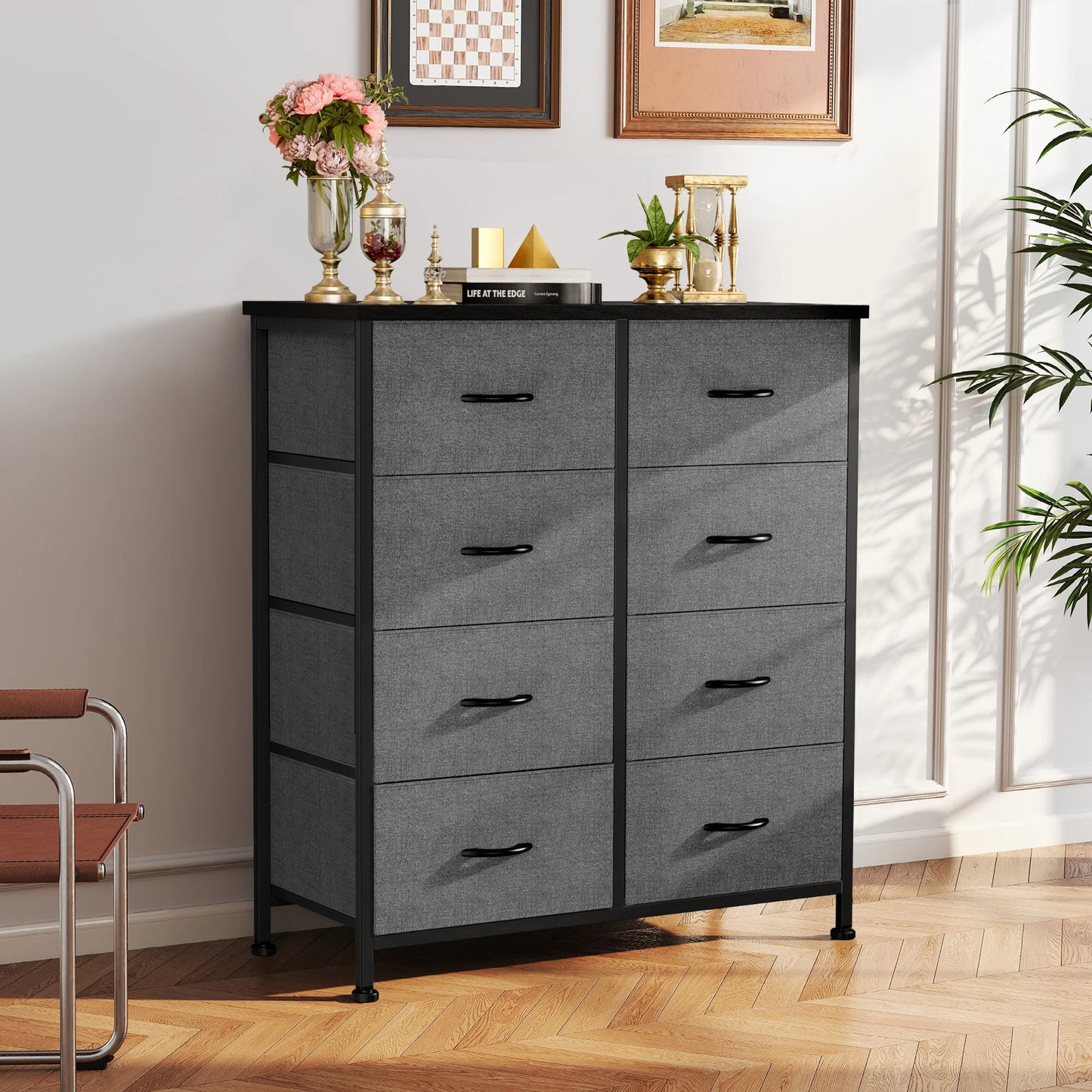 JHK Dresser Children's Wardrobe Bedroom 8 Fabric Drawers