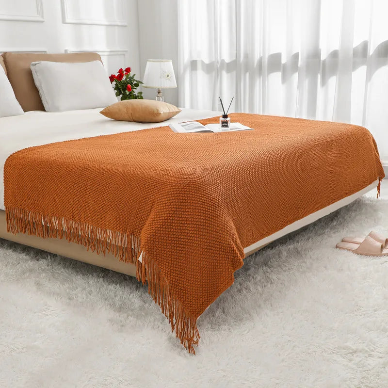 130x220CM Boho Throw Blankets Textured Big Knitted