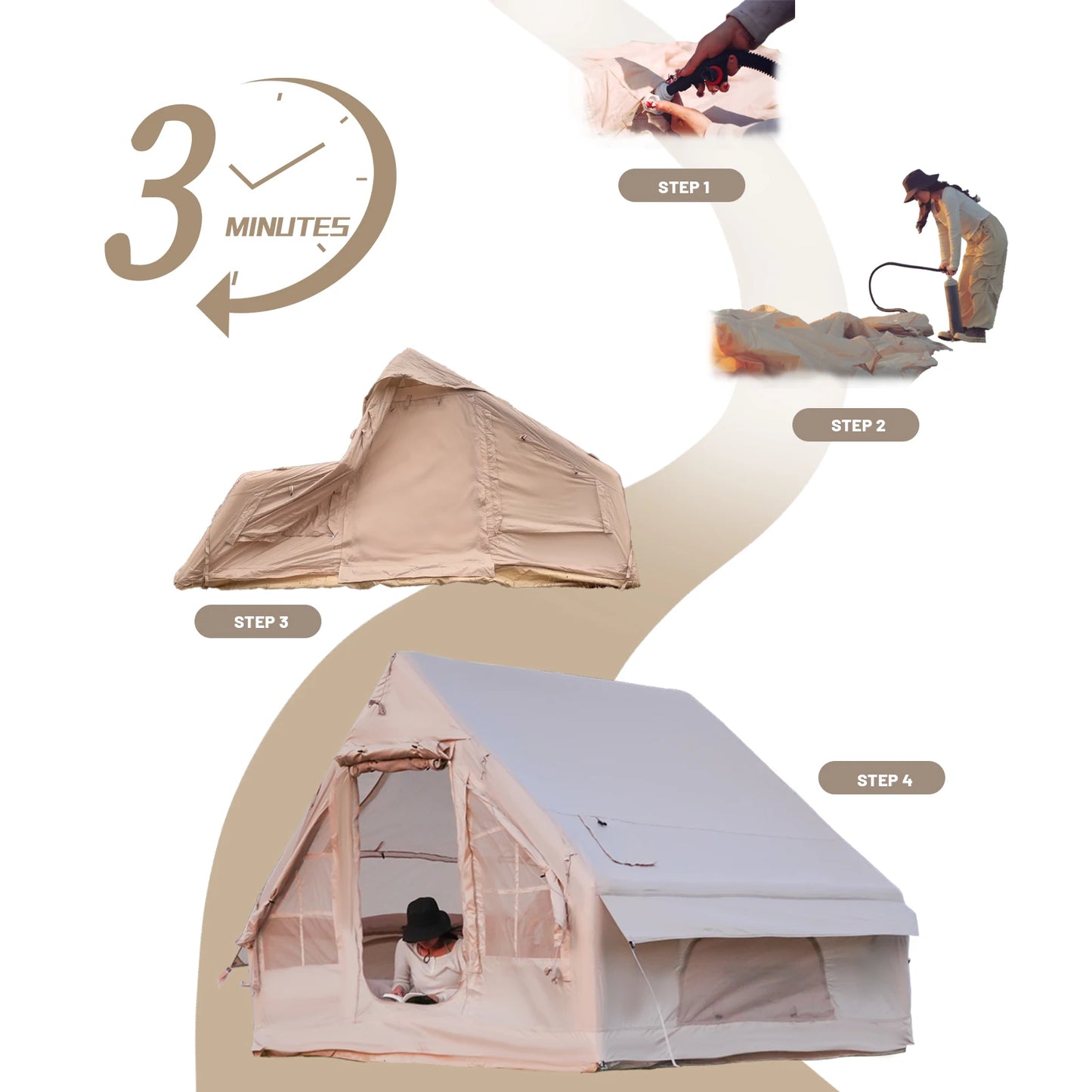 3-4 Person Inflatable Camping Tent