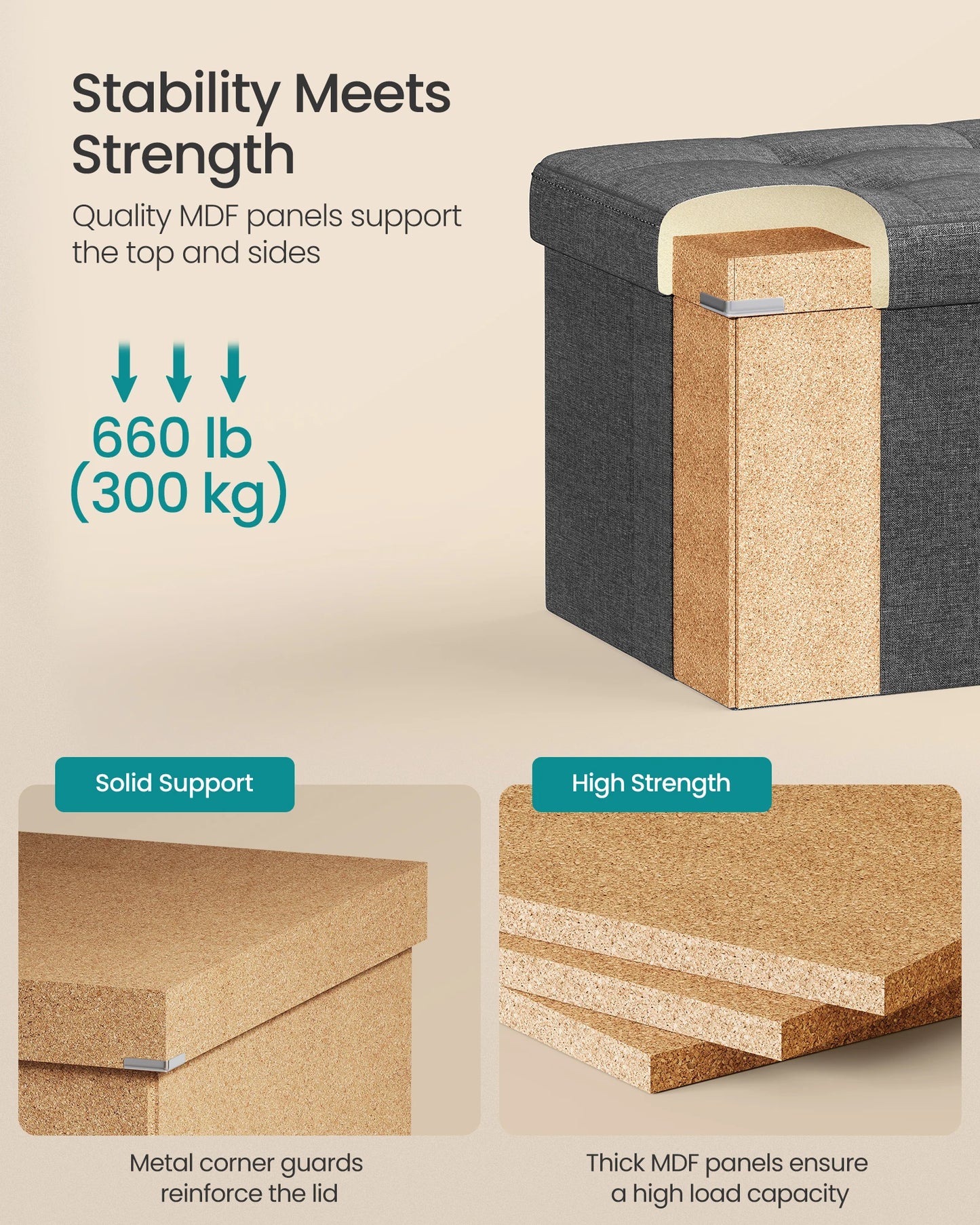 SONGMICS MAZIE Collection - 43 Inches Folding Storage