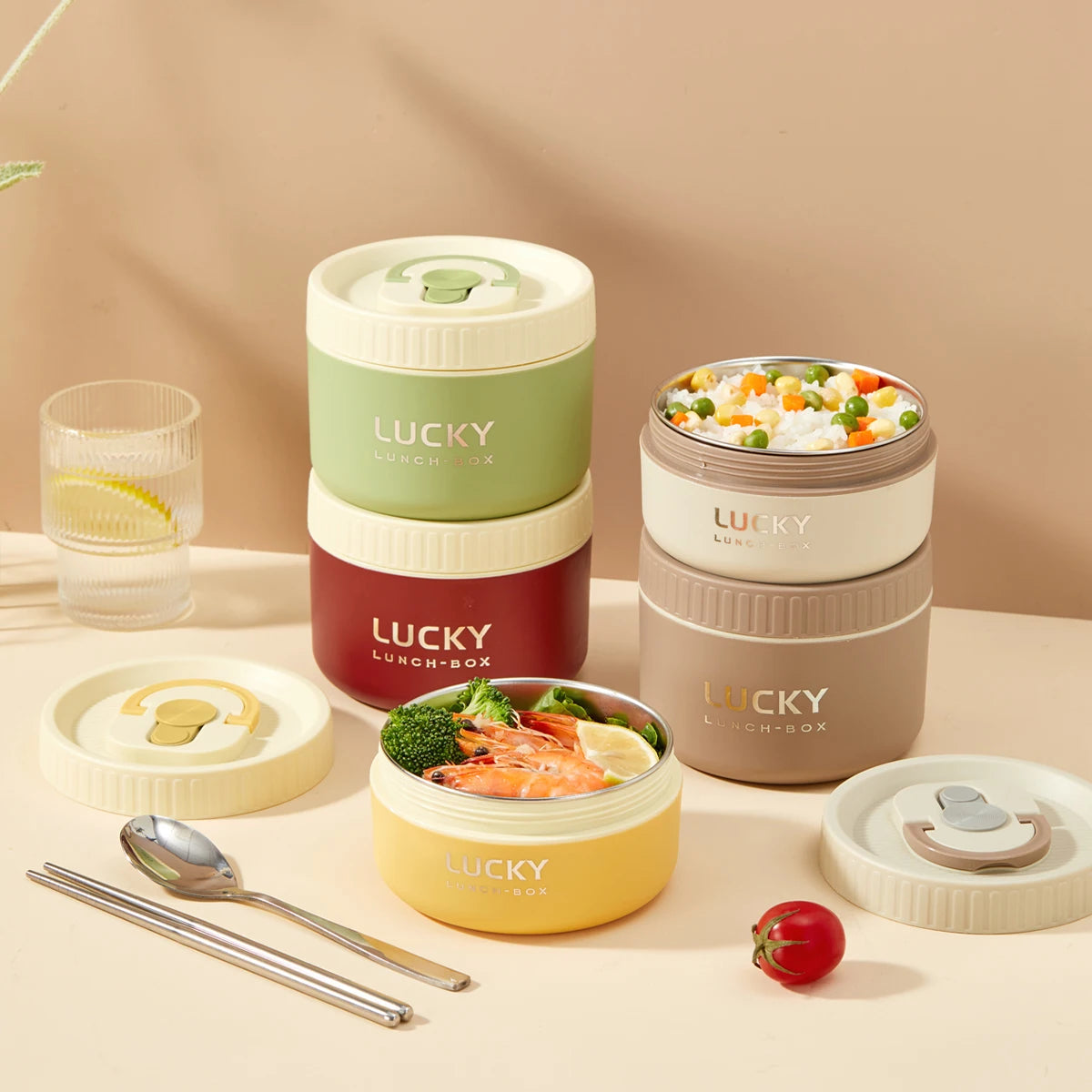 WORTHBUY Portable Insulated Lunch Box 304 Stainless Steel