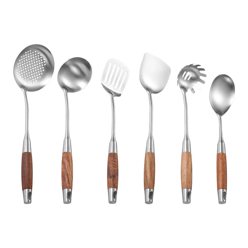 Utensil Set 7 Piece Stainless Steel Rosewood Handle