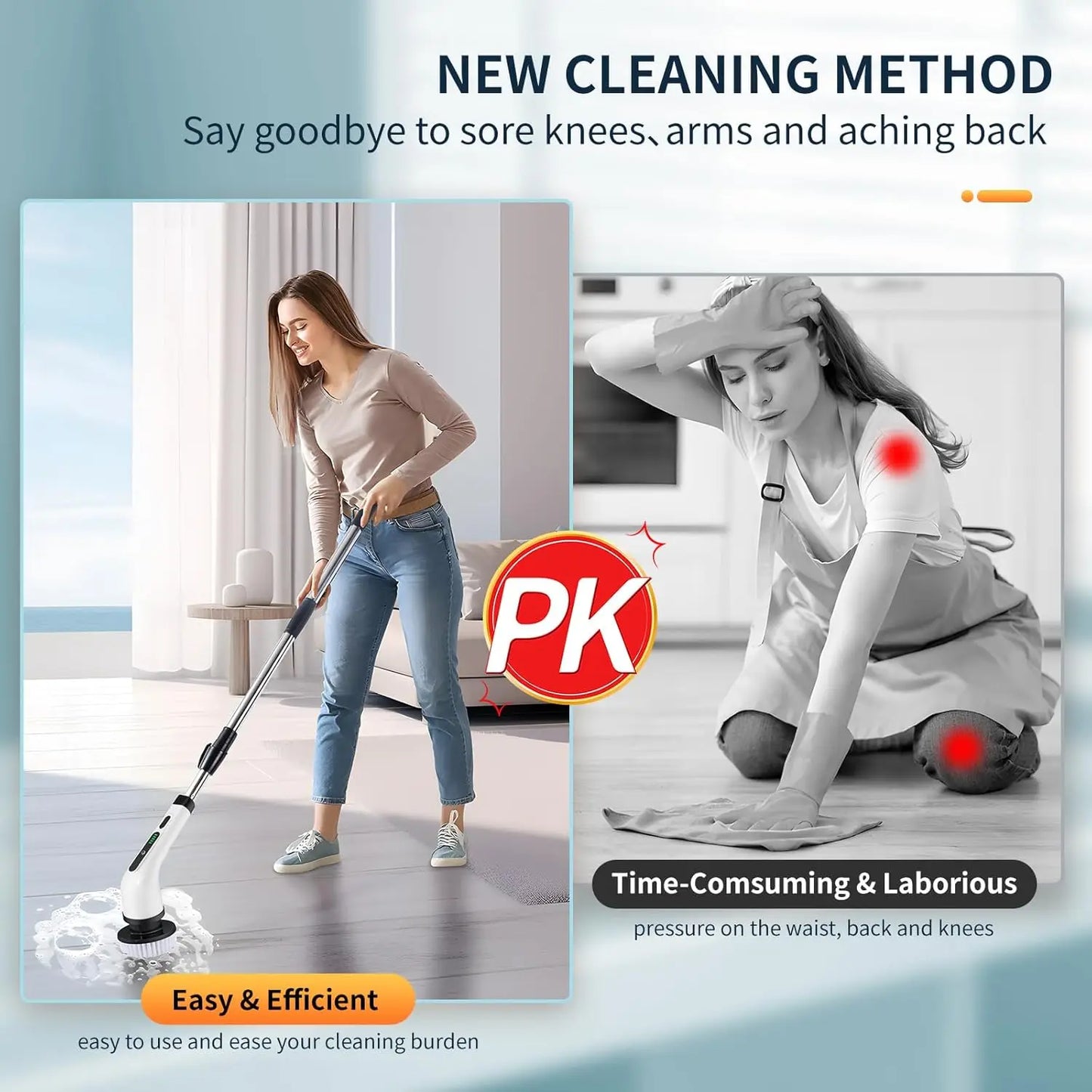 2025 Electric Rotating Floor Scrubber, Rechargeable Cleaning Brush
