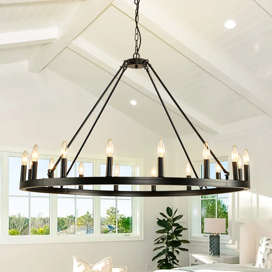 16-Light Wagon Wheel Chandelier Round Matte 43 inch