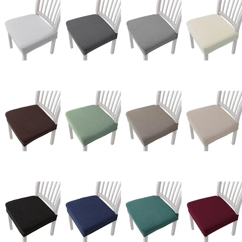 1/4/6pcs Elastic Solid Colors Chair Seat Covers