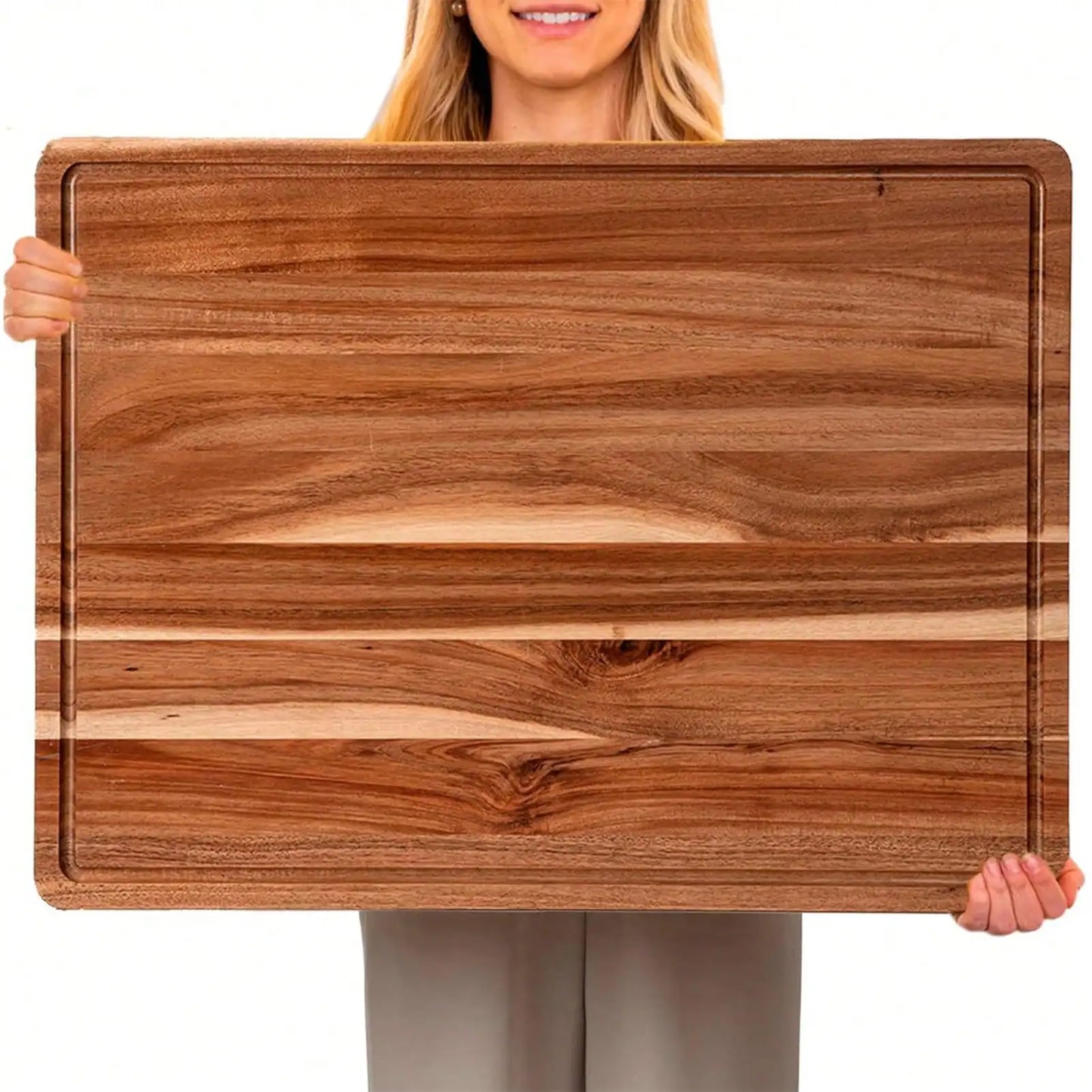 Large Acacia Wood Cutting Board With Juice Groove