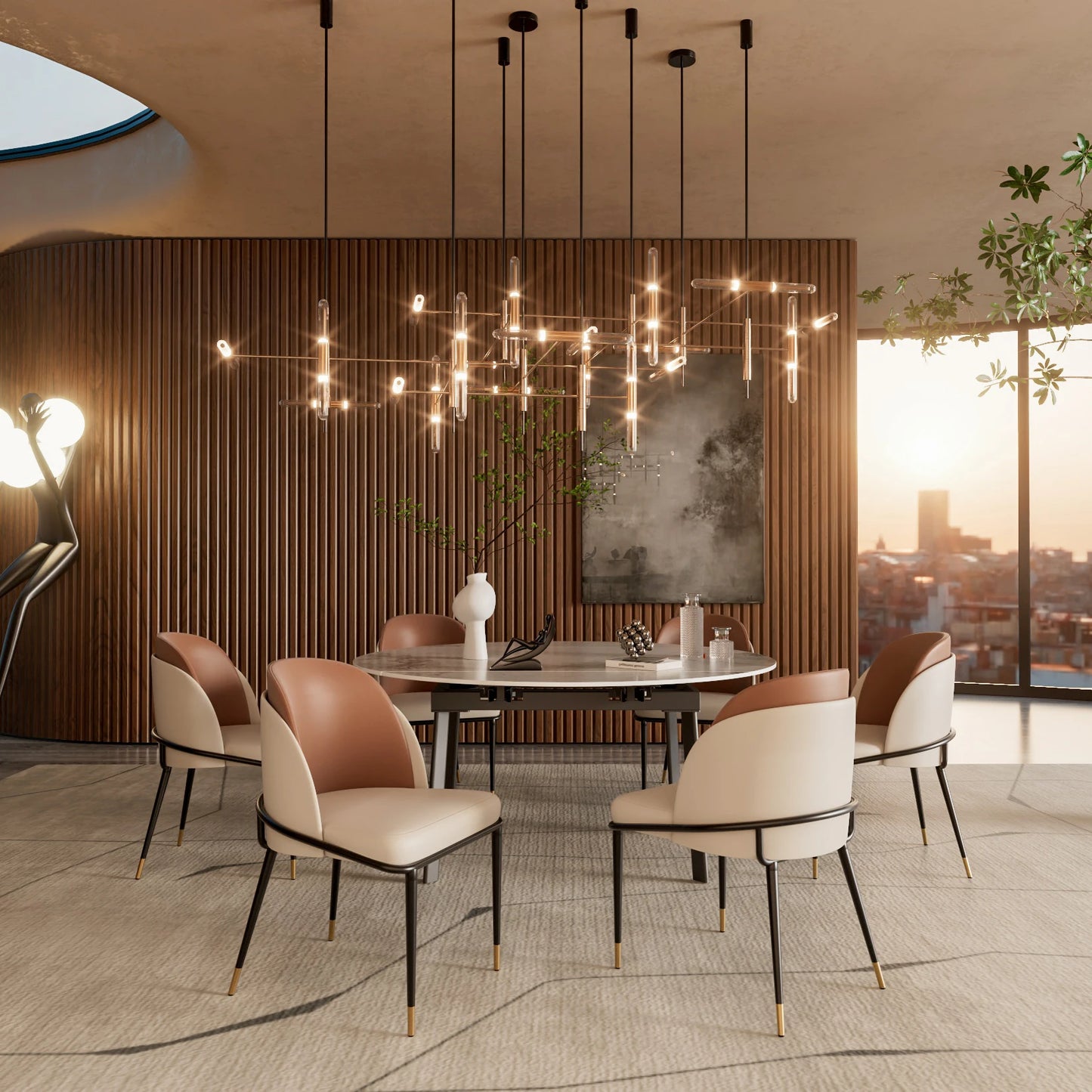 Dining Chairs Set of 2, Faux Padded Leather Modern