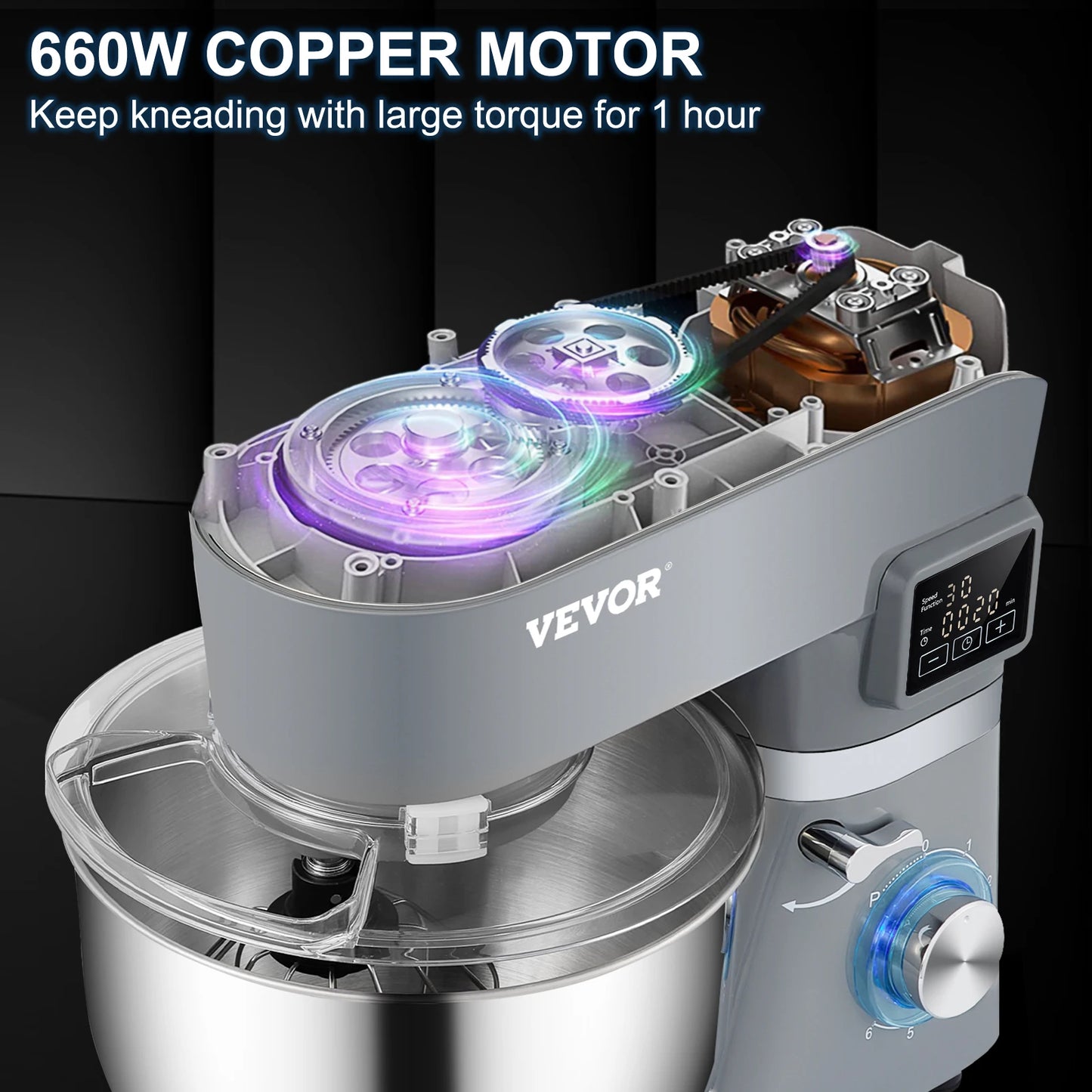 SucceBuy Stand Mixer Electric Dough Mixer 6 Speeds