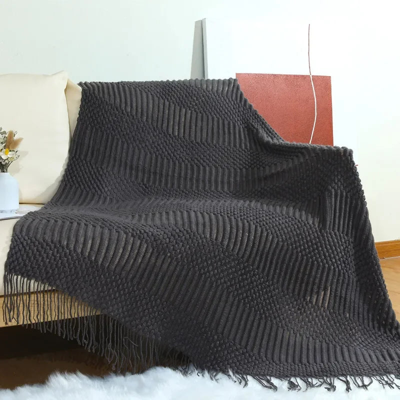 Luxury Solid Color Fringe Bean Blankets