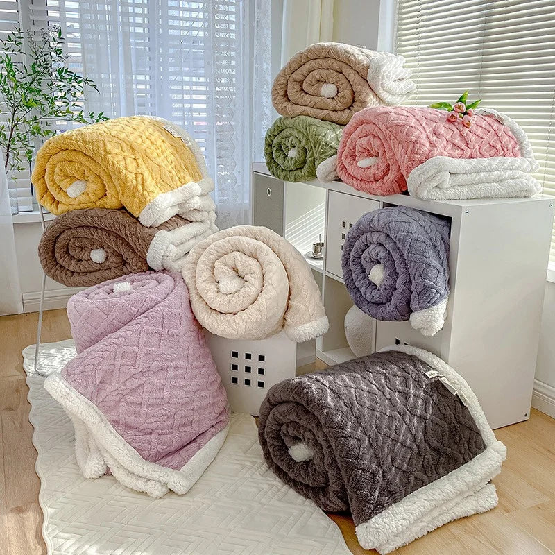Double Thickened Throw Blanket Pile