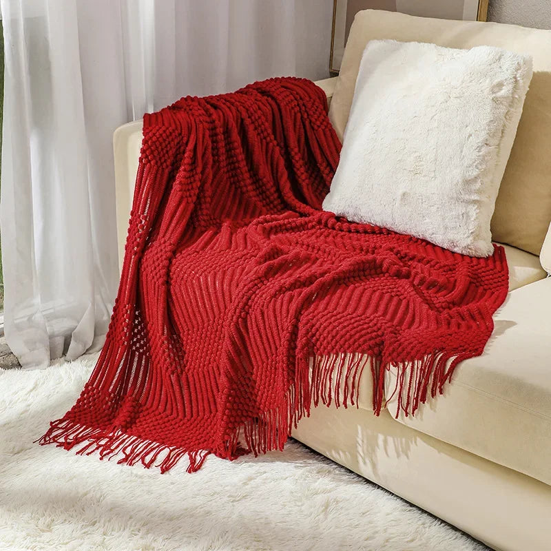 Luxury Solid Color Fringe Bean Blankets