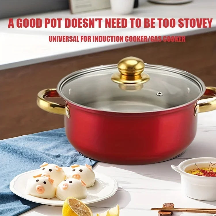 Red Cookware Set, 12-Piece ,Stainless Steel