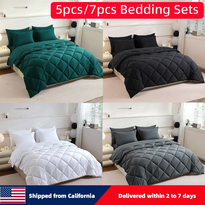 5pcs/7pcs Twin Full Queen King Bedding Sets