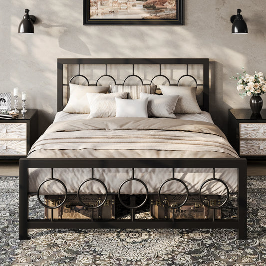 HOOMIC Metal Platform Bed Frame / Vintage Design