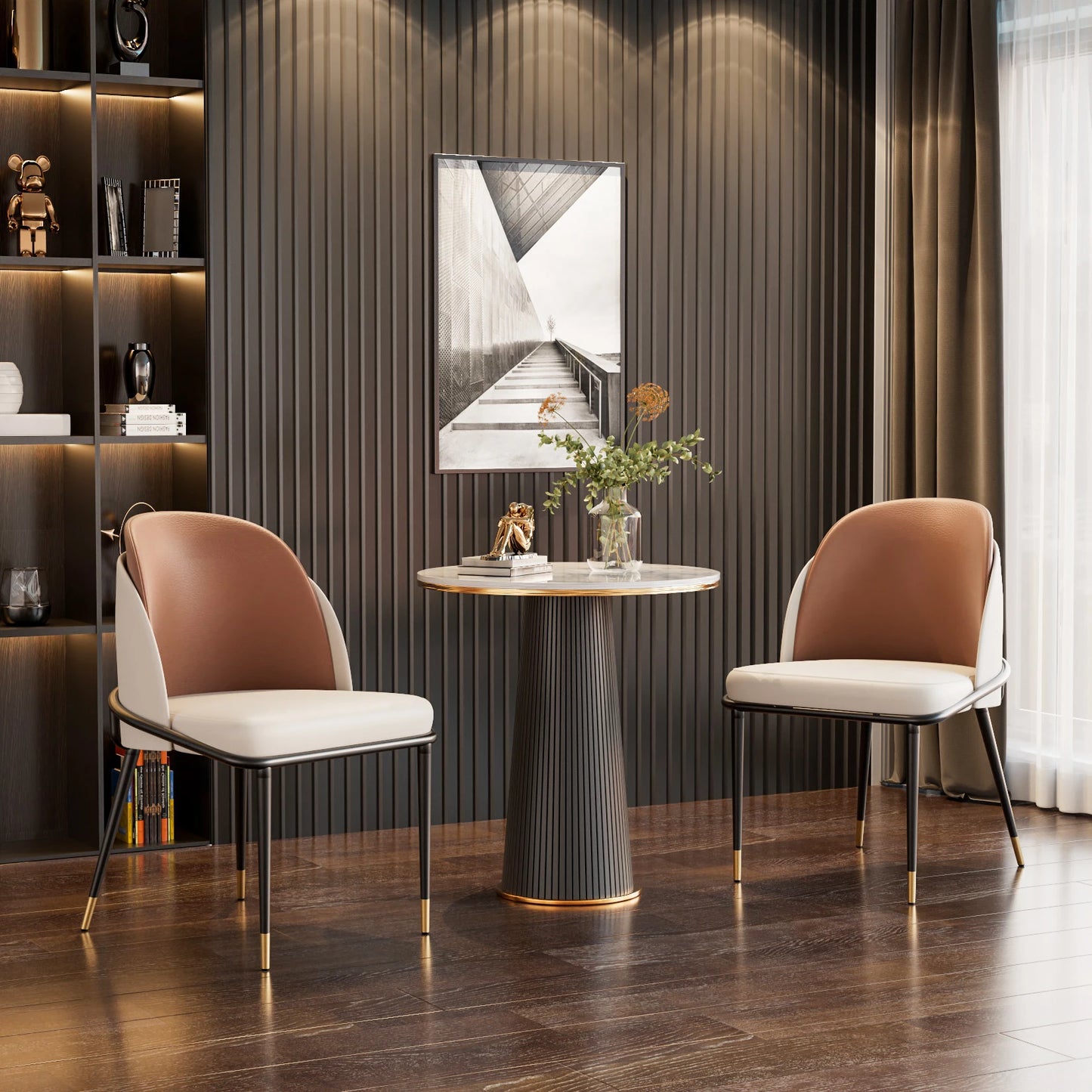 Dining Chairs Set of 2, Faux Padded Leather Modern