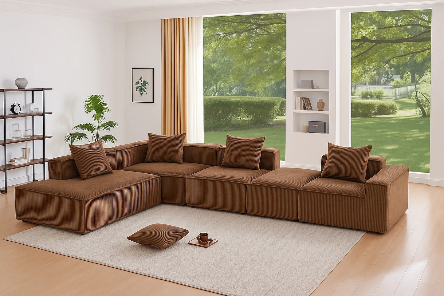 Sectional boneless Couch with L-Shape Chaise