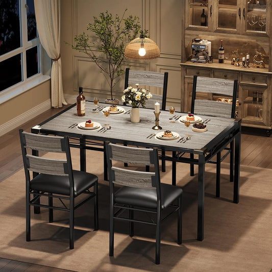 Dining Table Set for 4, Wood Kitchen 4 Kitchen Chairs