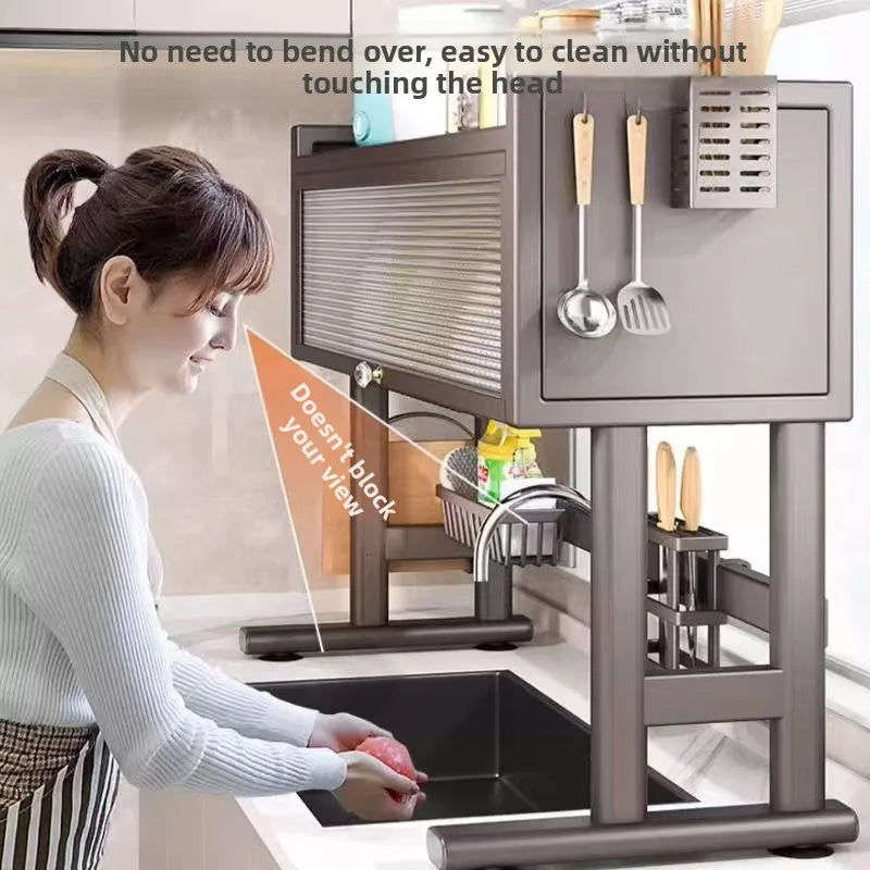 Kitchen Sink Storage Cabinet Dining Utensils Rack