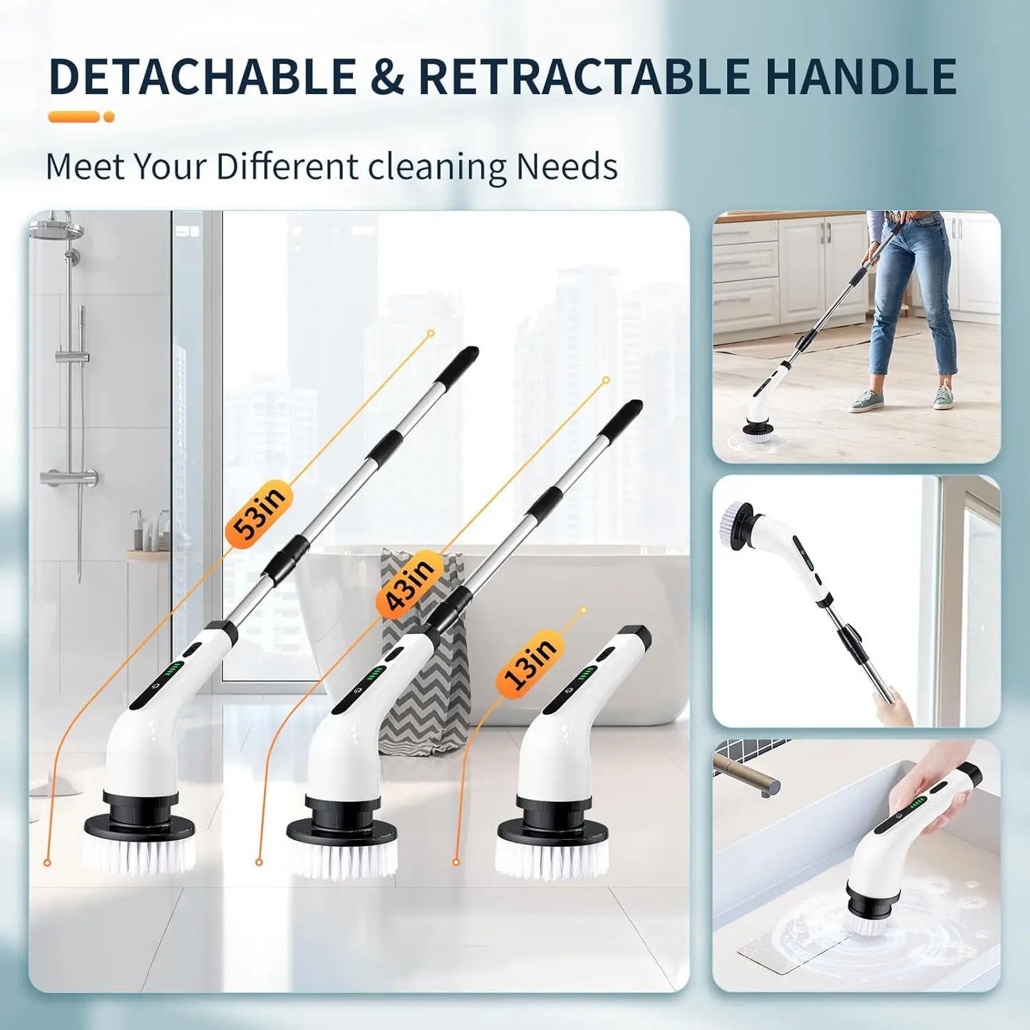 2025 Electric Rotating Floor Scrubber, Rechargeable Cleaning Brush