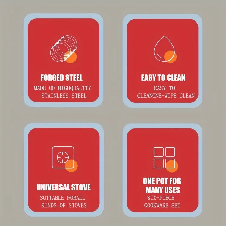 Red Cookware Set, 12-Piece ,Stainless Steel