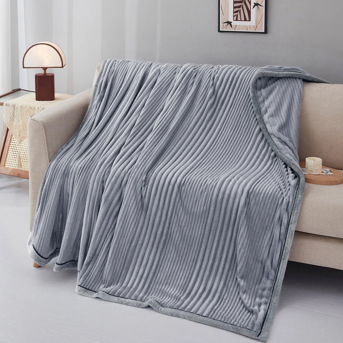 Ribbed Bed Blanket Throw Blanket