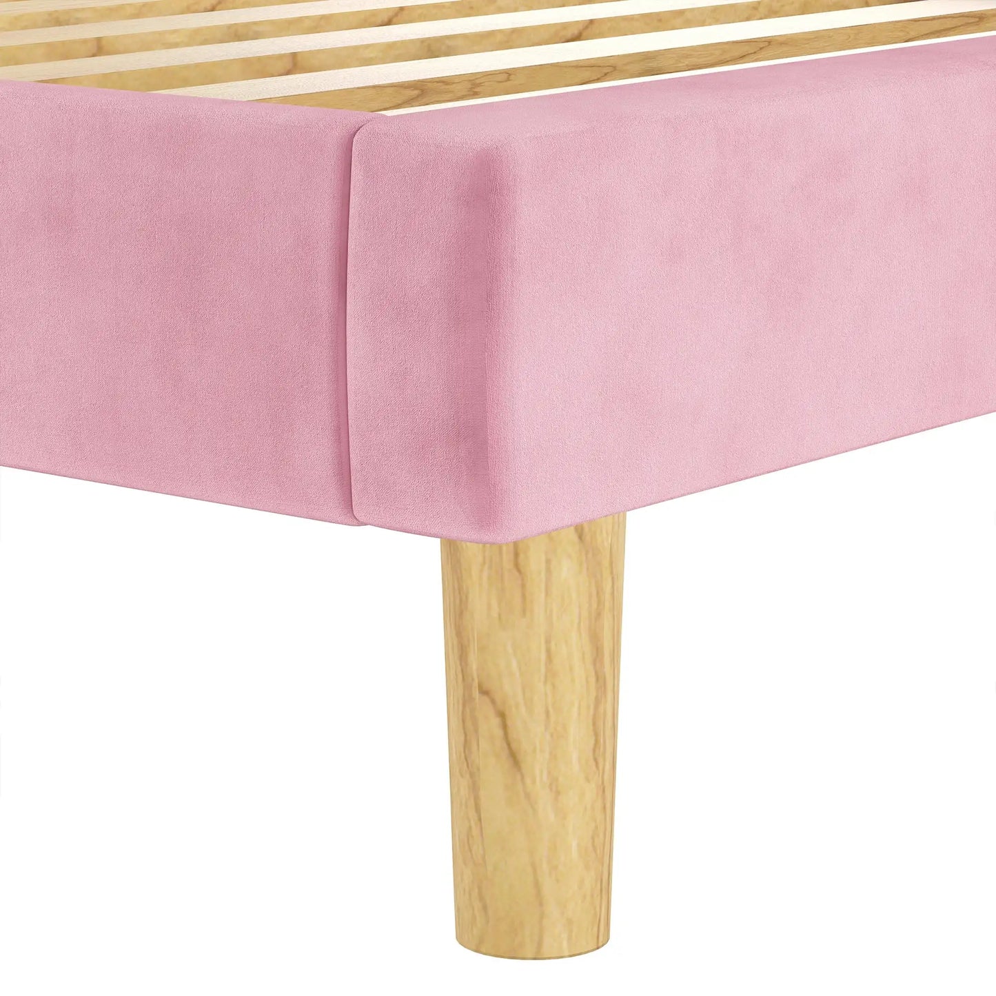 LIKIMIO Twin Bed Frames, Velvet Upholstered Platform