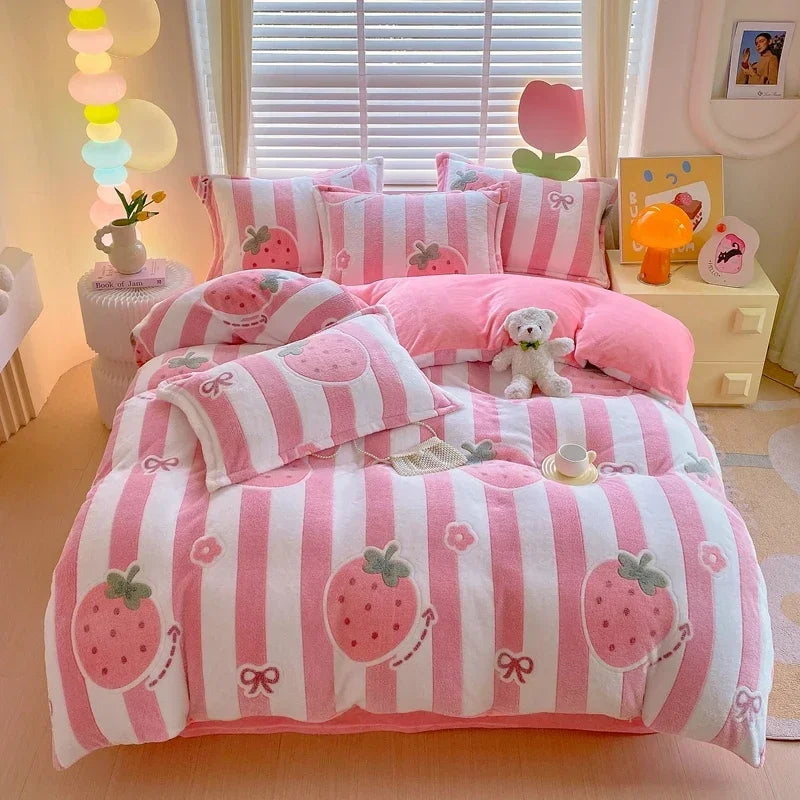 1pc Winter Duvet Cover Queen/King Size Cartoon Style