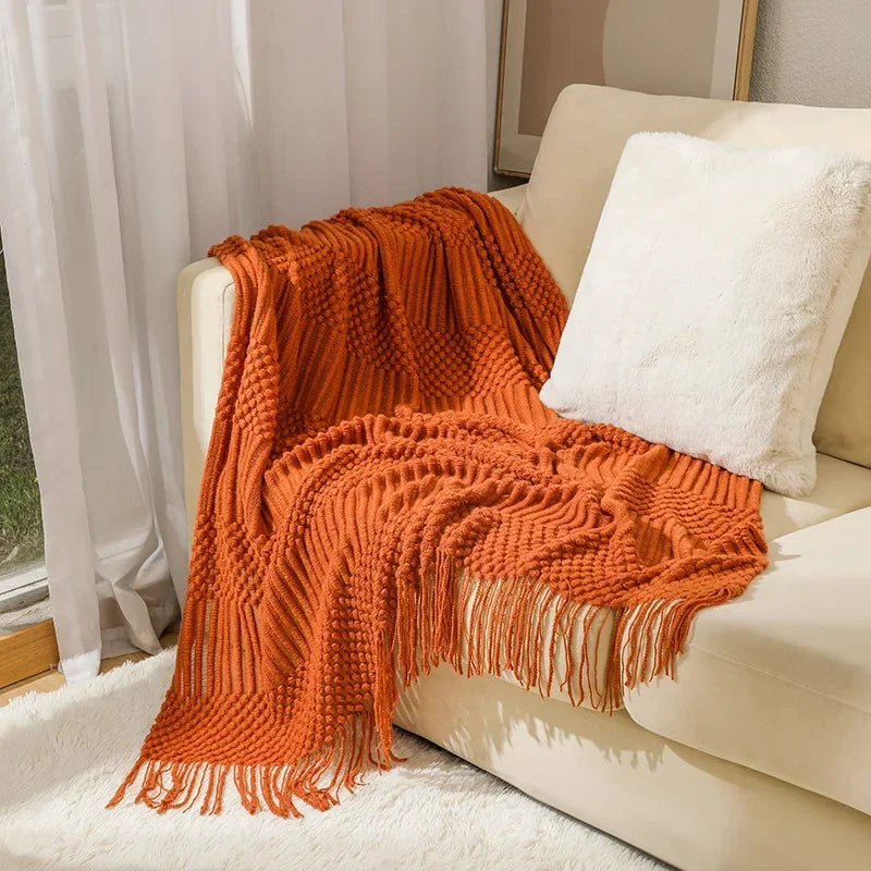 Luxury Solid Color Fringe Bean Blankets