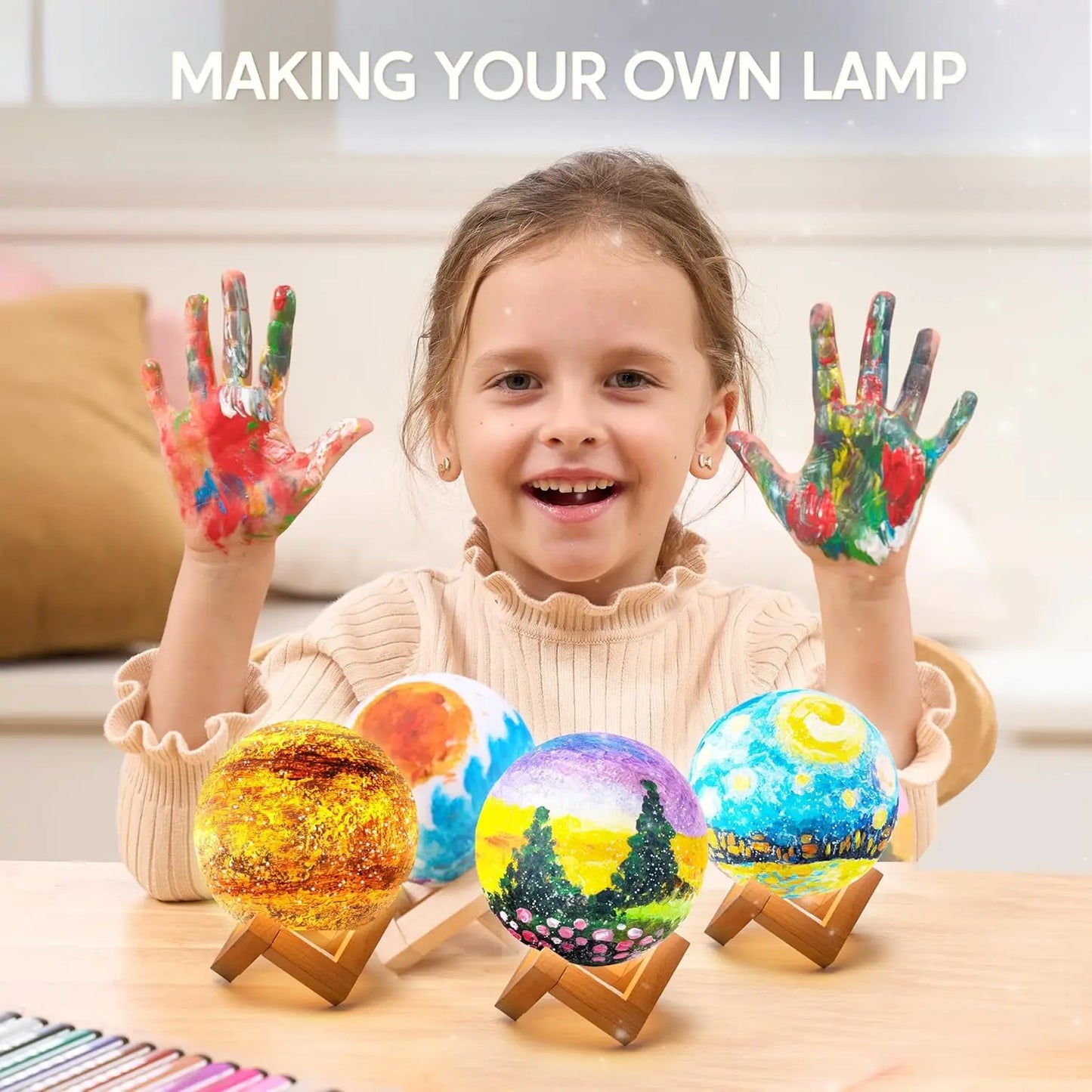 JOYFY DIY 3D Moon Night Light For Kids Paint Your Own