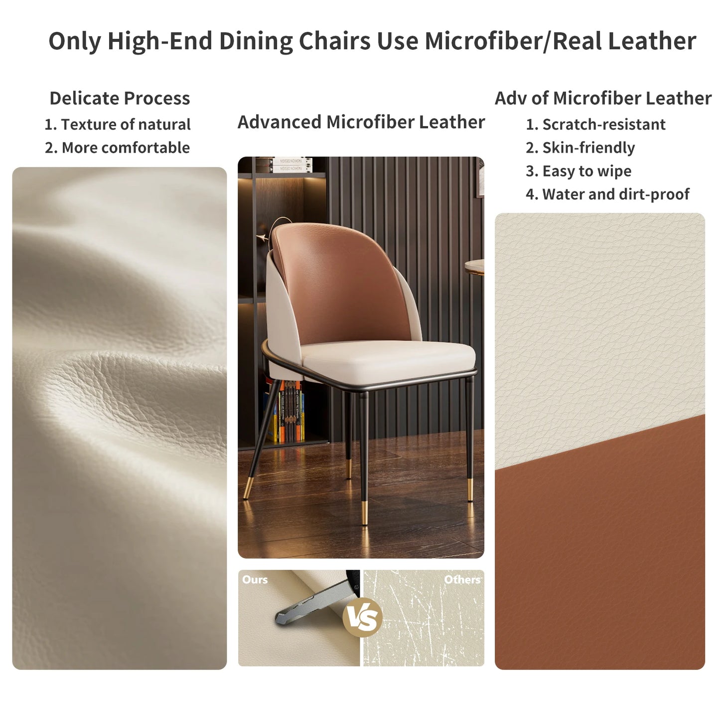 Dining Chairs Set of 2, Faux Padded Leather Modern