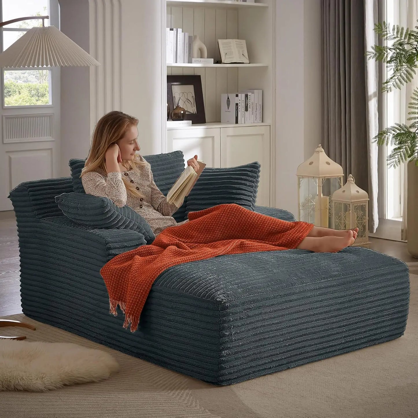 Oversized Chaise Lounge Chair with 3 Comfy Pillows