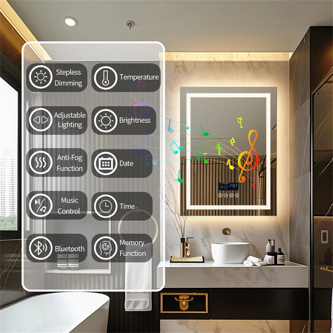 Smart LED Bathroom wall Mount Mirror Rectangle