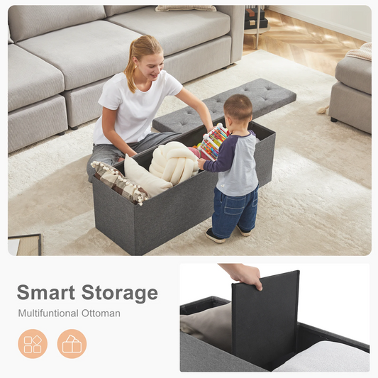 JHK Living Room Hidden Storage Footstool