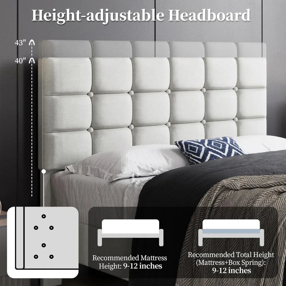 Modern Wooden Full Size Upholstered Platform Bed